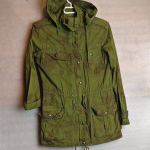 Forest Green Universal Hiker City Chic Hooded Jacket S with measurement